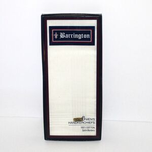 Barrington Men’s Handkerchief vintage 6 pack white cotton stain borders